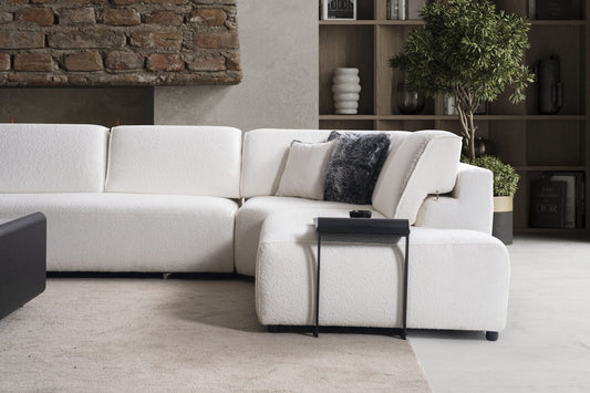 Ecksofa Gimino mit Couchtisch, 5-teilig: Eckmodul, Ruhemodul und Sitzelemente