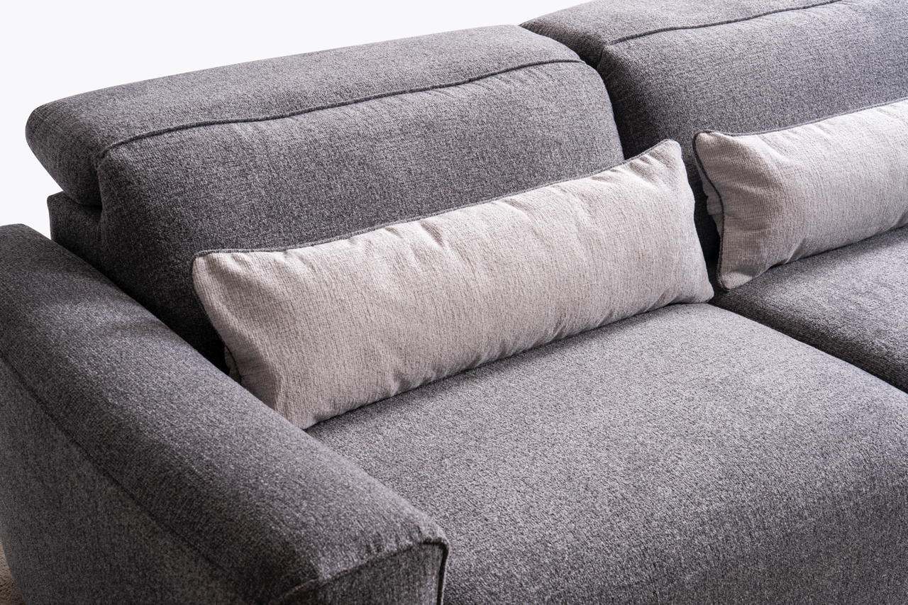 Relax-Sofa Valero in Grau mit motorisierter Verstellung