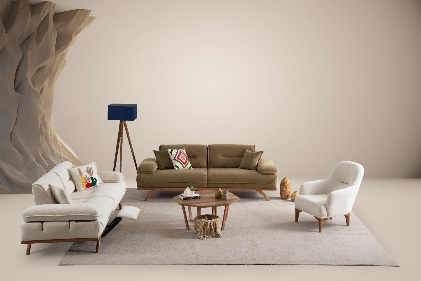 Sofa-Set Melodia, 3-teilig: 3-Sitzer mit Relaxfunktion, 3-Sitzer und Sessel