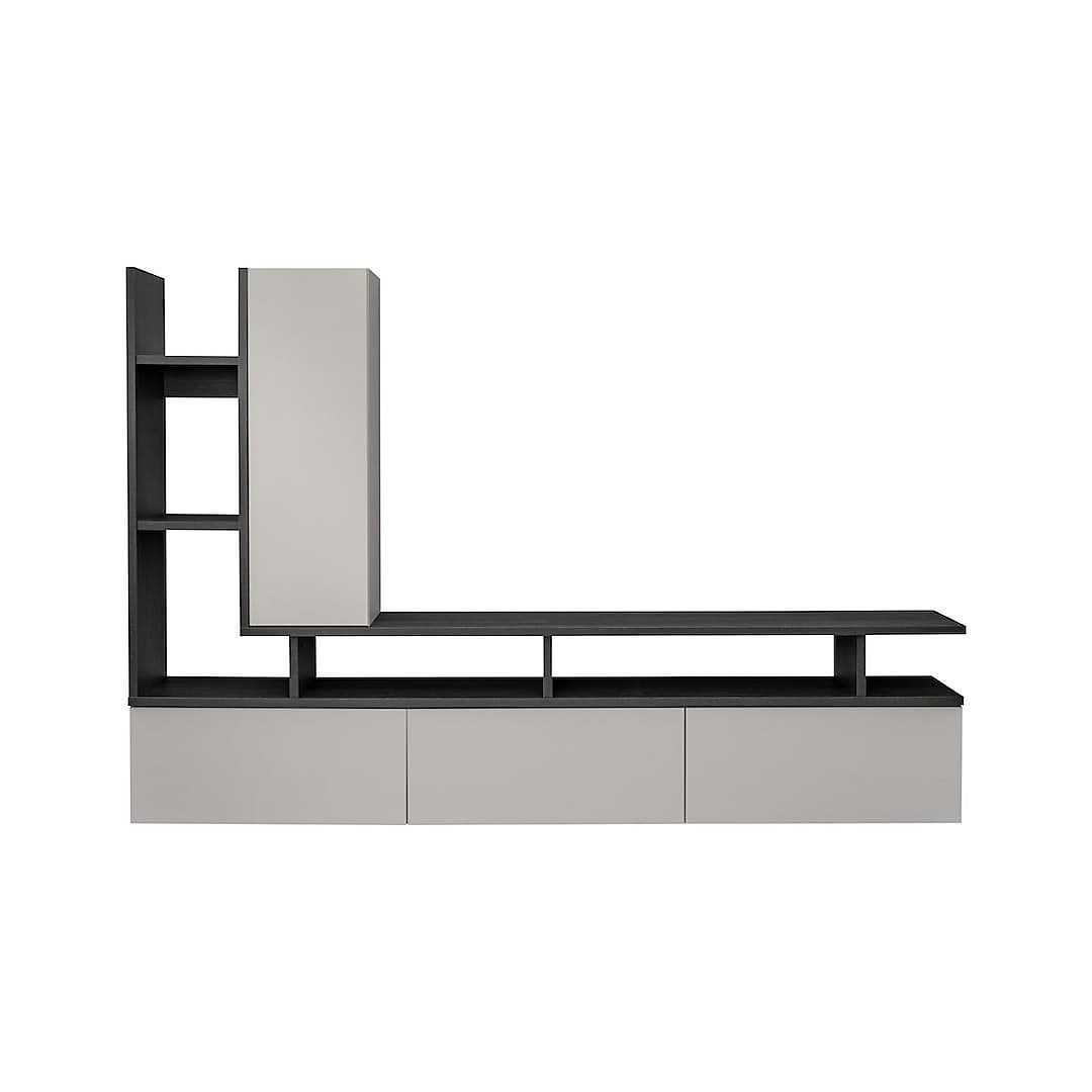 Wohnwand Titanio 210 cm – Graphite Oak/Cashmere