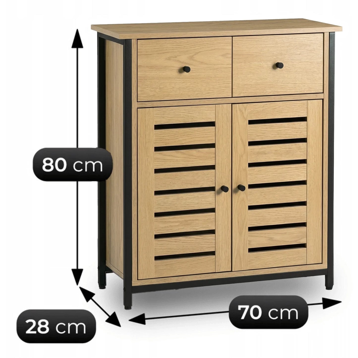 Schuhschrank Amaya – Detail der Oberplatte in Eichenoptik