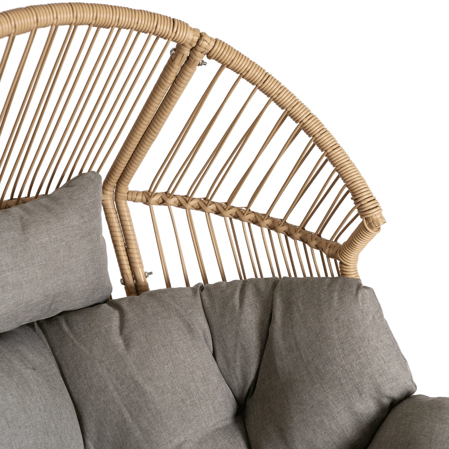 Aurelia Garten-Loungesessel mit Hocker – Natur & Grau