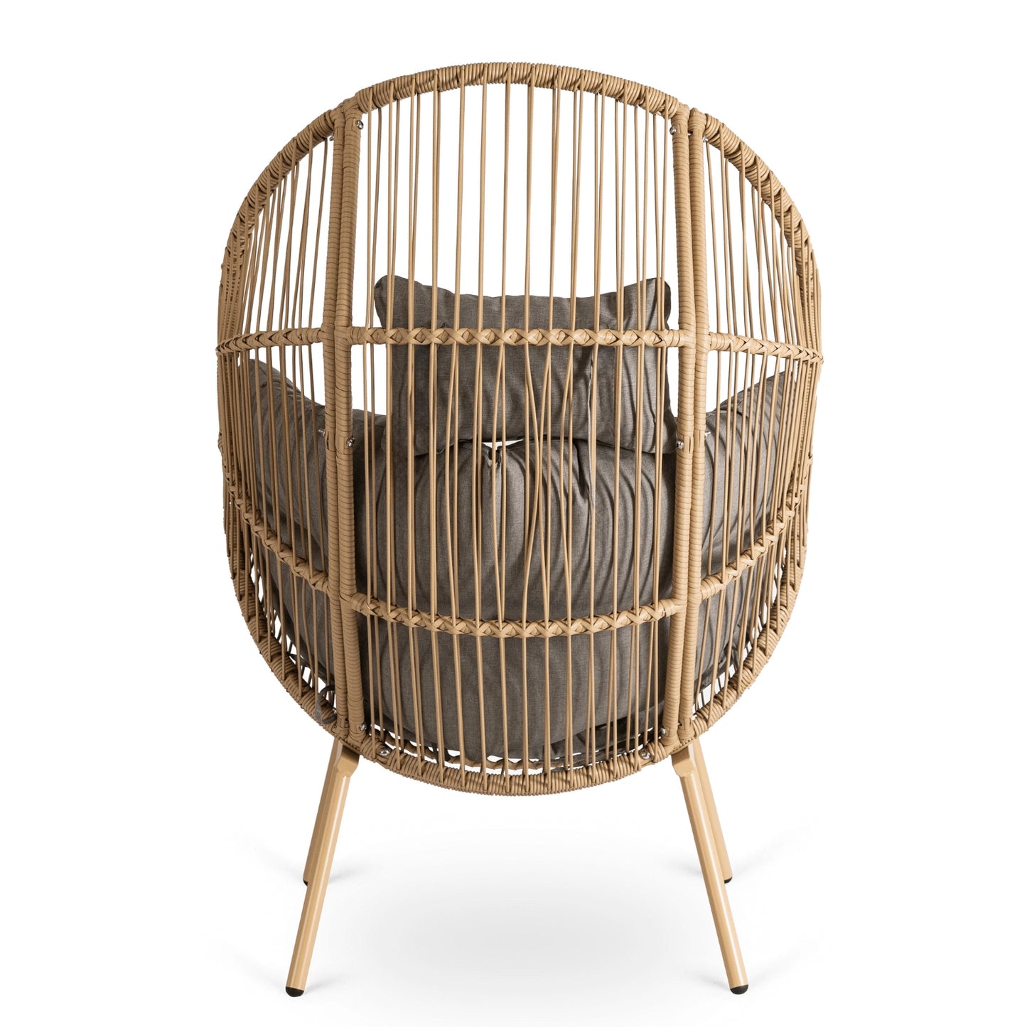 Aurelia Garten-Loungesessel mit Hocker – Natur & Grau