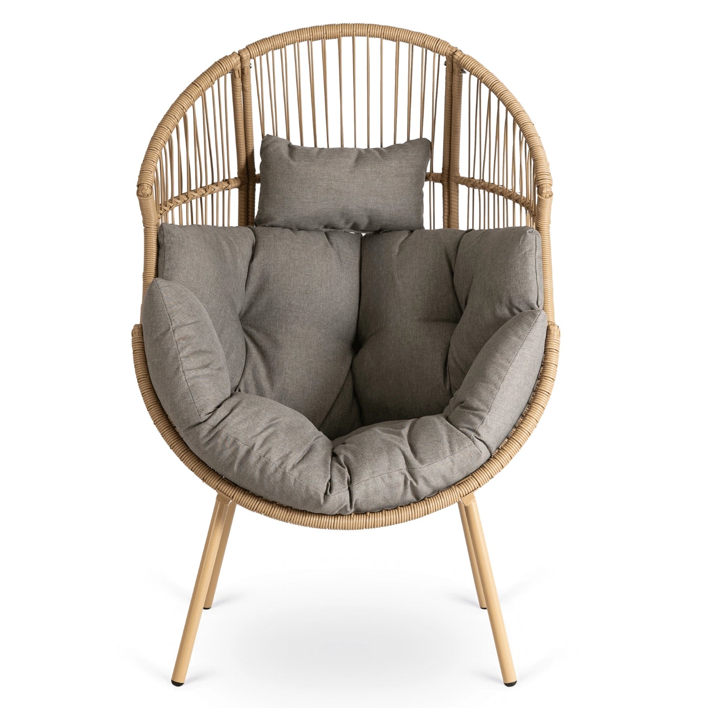 Aurelia Garten-Loungesessel mit Hocker – Natur & Grau