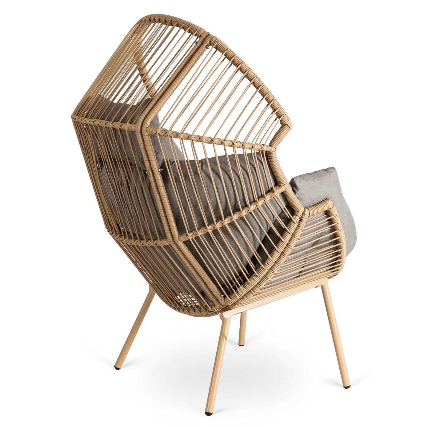 Aurelia Garten-Loungesessel mit Hocker – Natur & Grau
