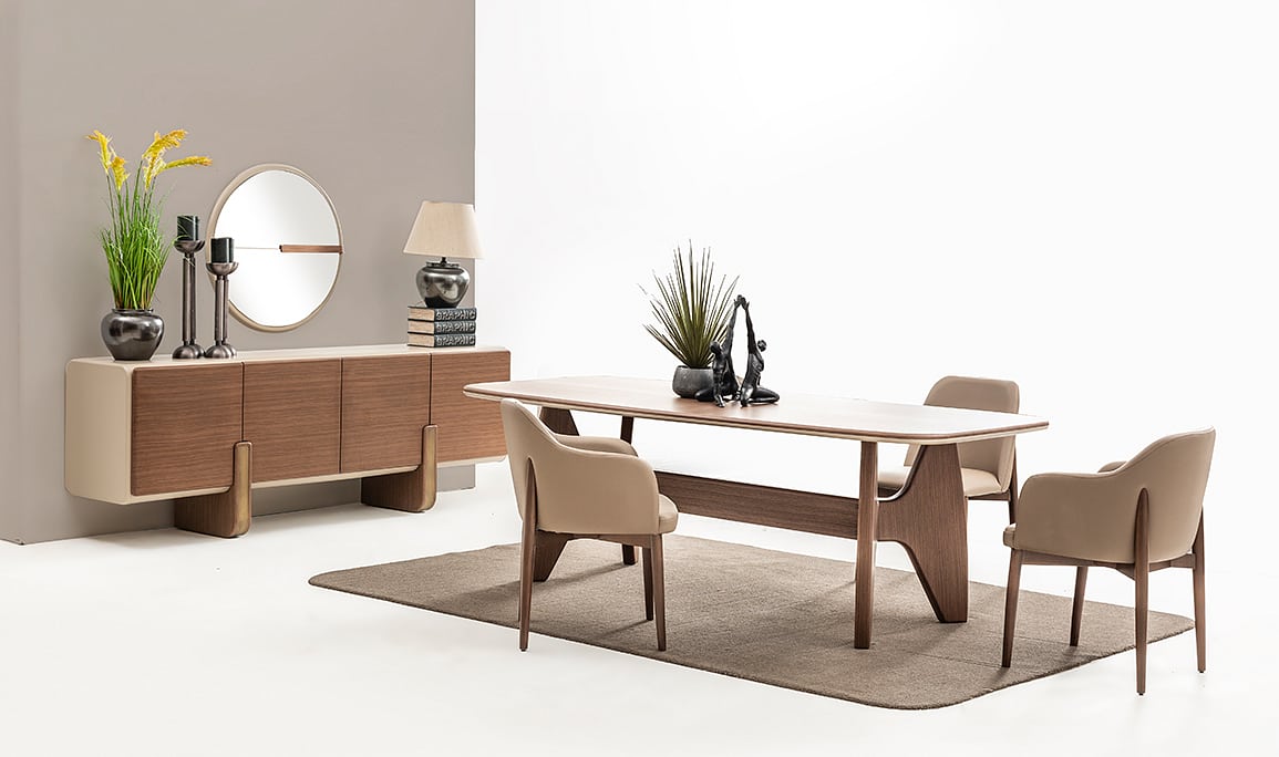 Esszimmer-Set Marbella, 6-teilig: Konsole, Esstisch und 6 Stühle