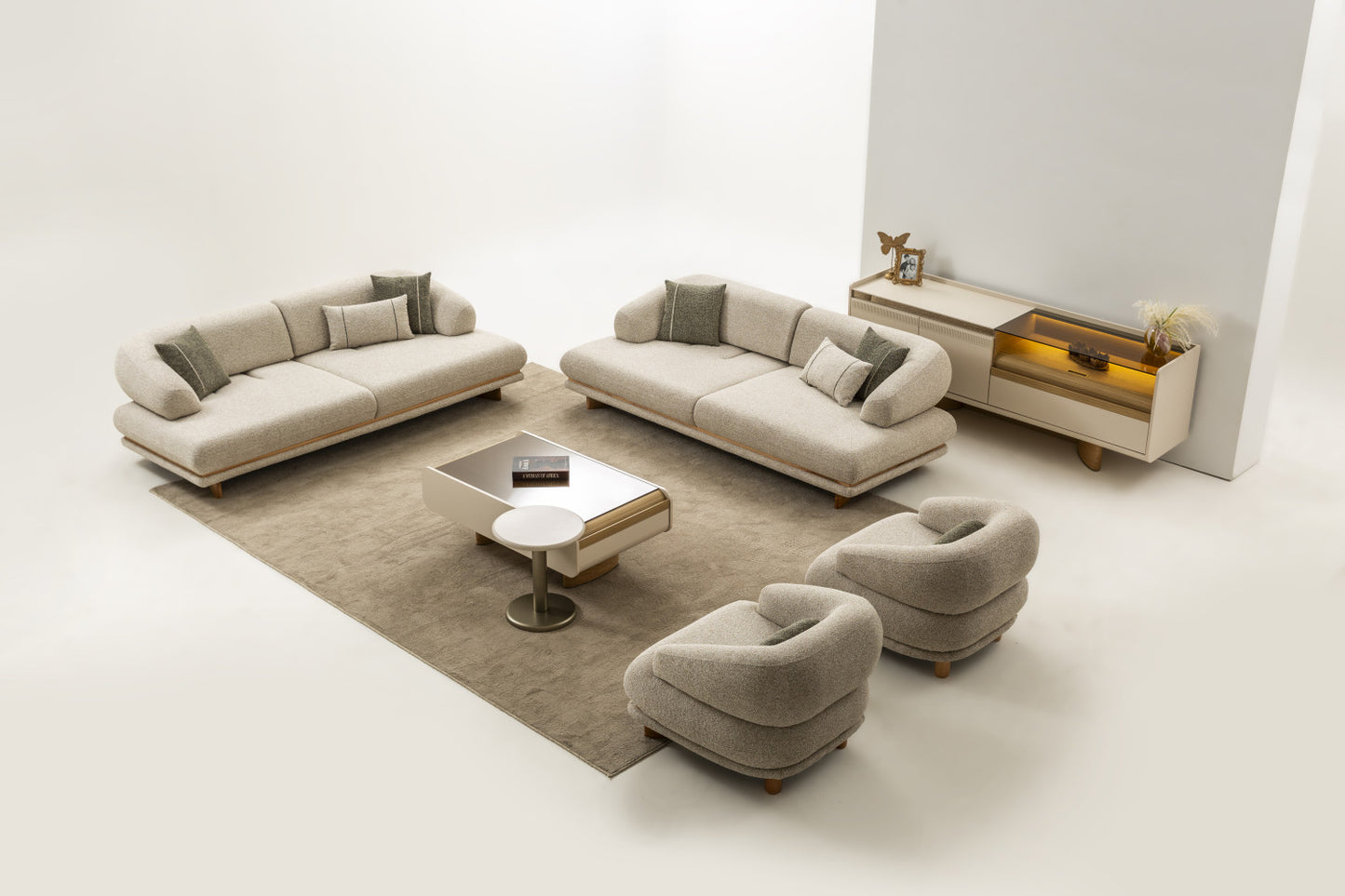 Sofa-Set Alvora, 3-teilig: 2x 3-Sitzer und 1x Sessel