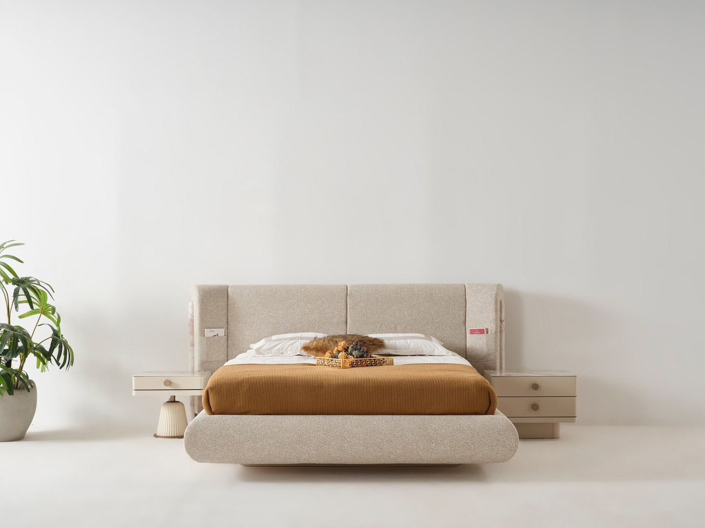 Schlafzimmer-Set Belmora, 5-teilig: Kleiderschrank, Bett, Nachttische und Kommode