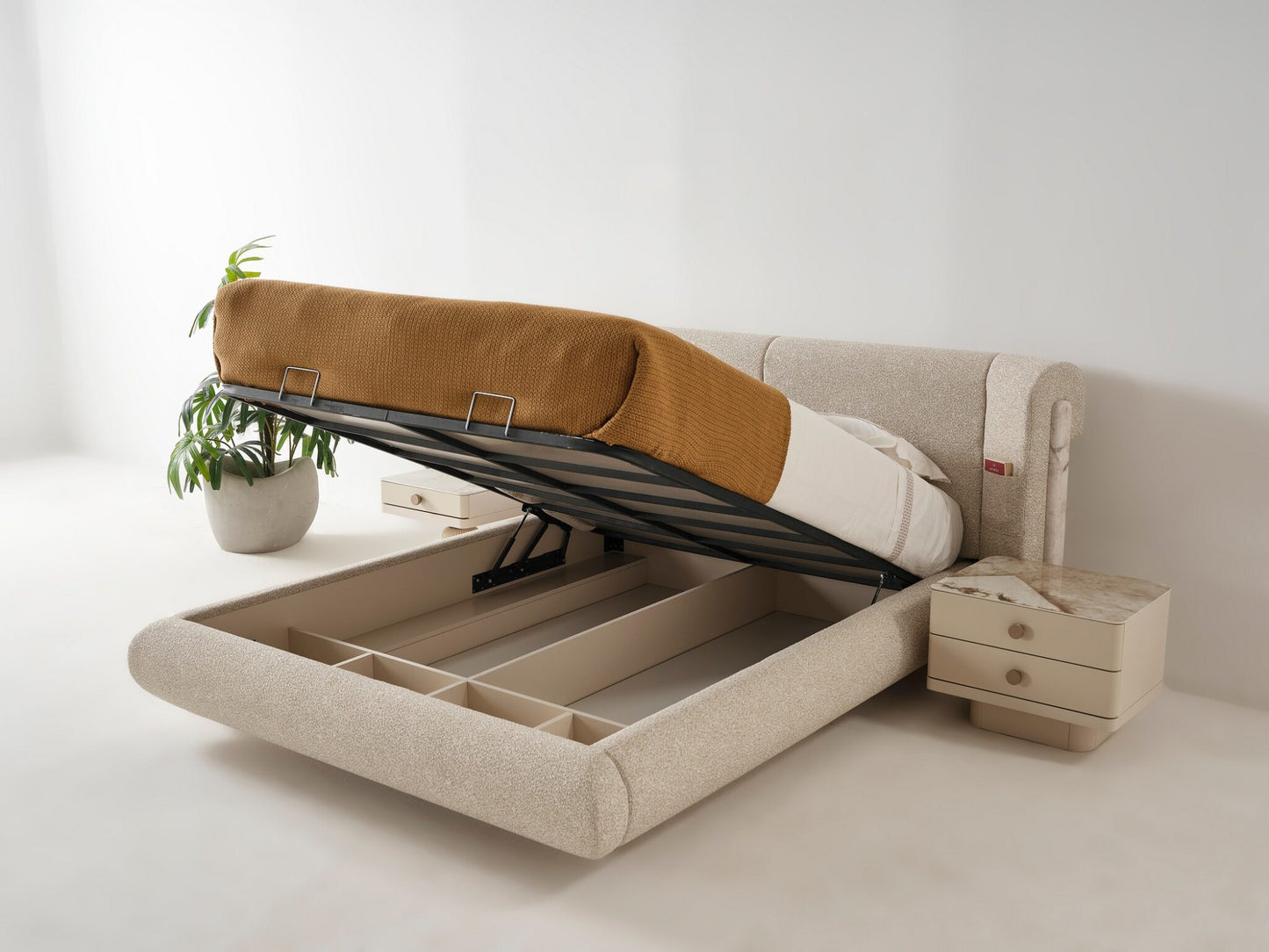 Schlafzimmer-Set Belmora, 5-teilig: Kleiderschrank, Bett, Nachttische und Kommode