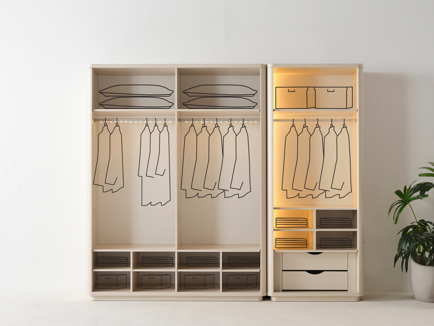 Schlafzimmer-Set Belmora, 5-teilig: Kleiderschrank, Bett, Nachttische und Kommode