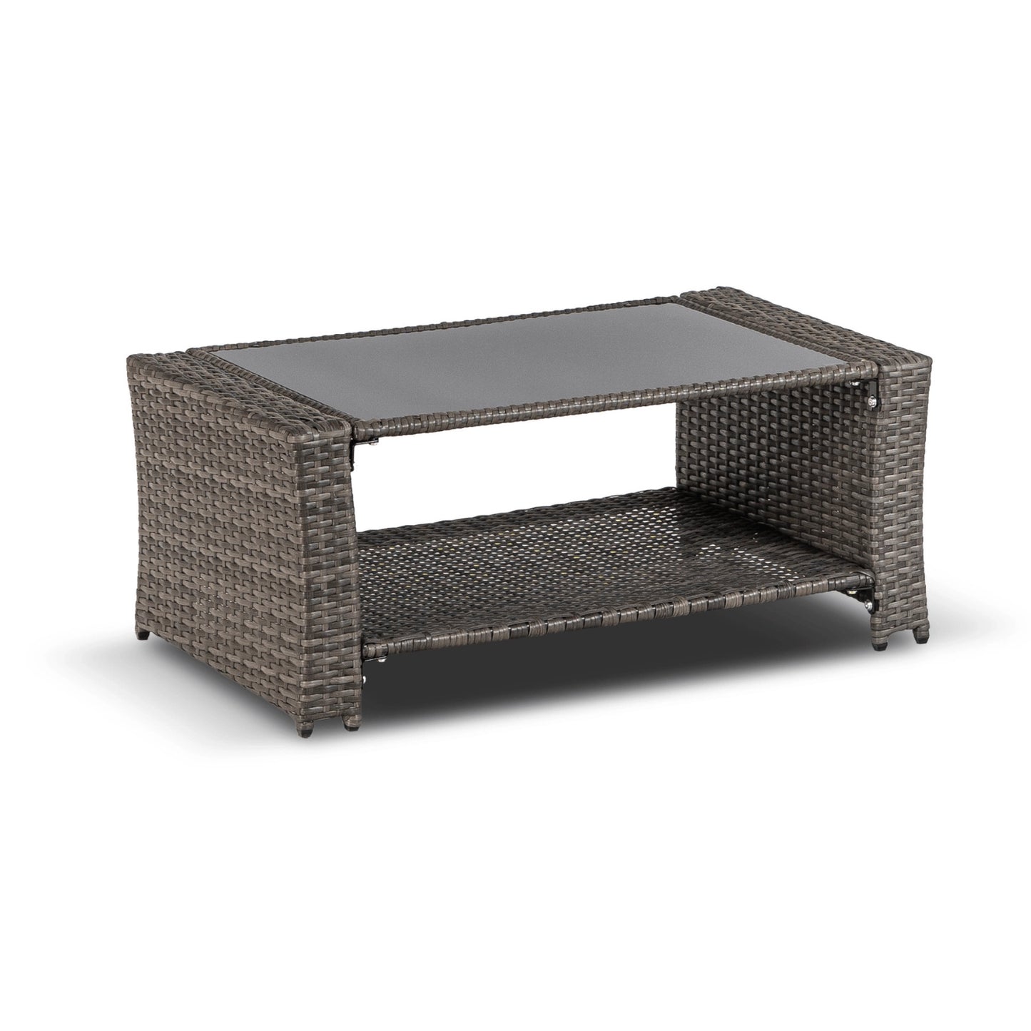 Marsely Calvia Gartenhocker aus grauem Polyrattan mit gepolsterter Auflage