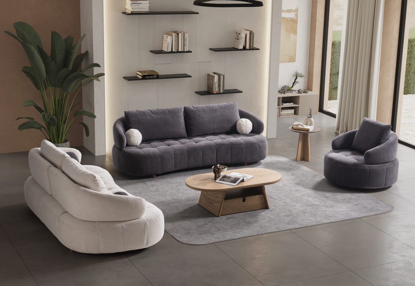 Sofa-Set Coreza – 2-teilig mit 3-Sitzer und Drehsessel