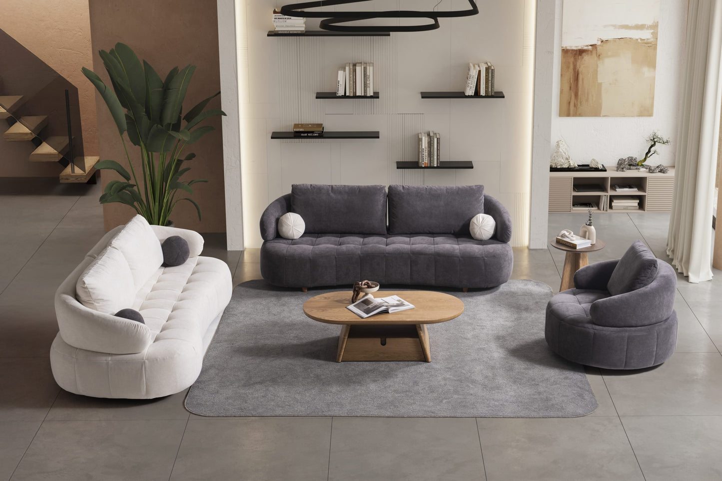 Sofa-Set Coreza – 2-teilig mit 3-Sitzer und Drehsessel