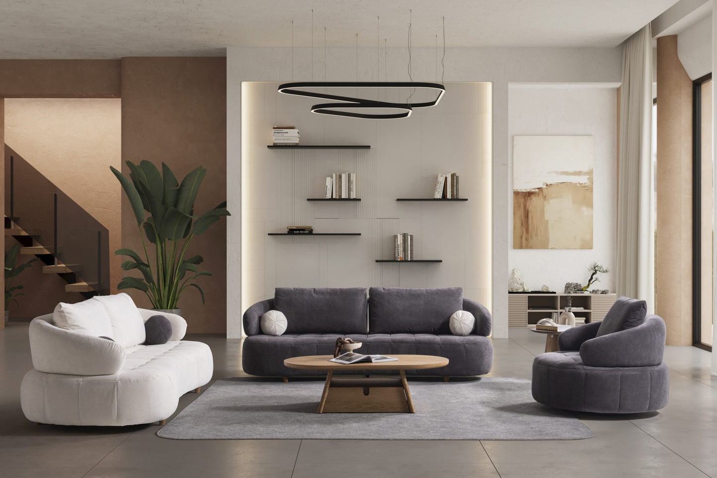 Sofa-Set Coreza – 2-teilig mit 3-Sitzer und Drehsessel