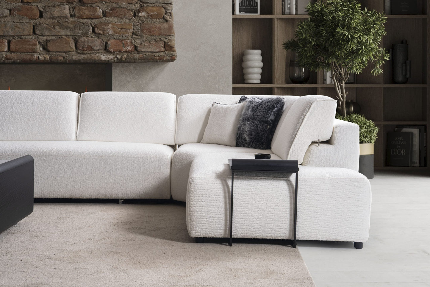 Ecksofa Gimino mit Couchtisch, 5-teilig: Eckmodul, Ruhemodul und Sitzelemente