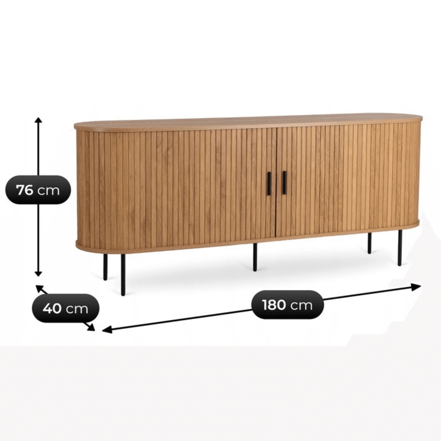 Maße des Sideboards Liora: 180 x 40 x 76 cm