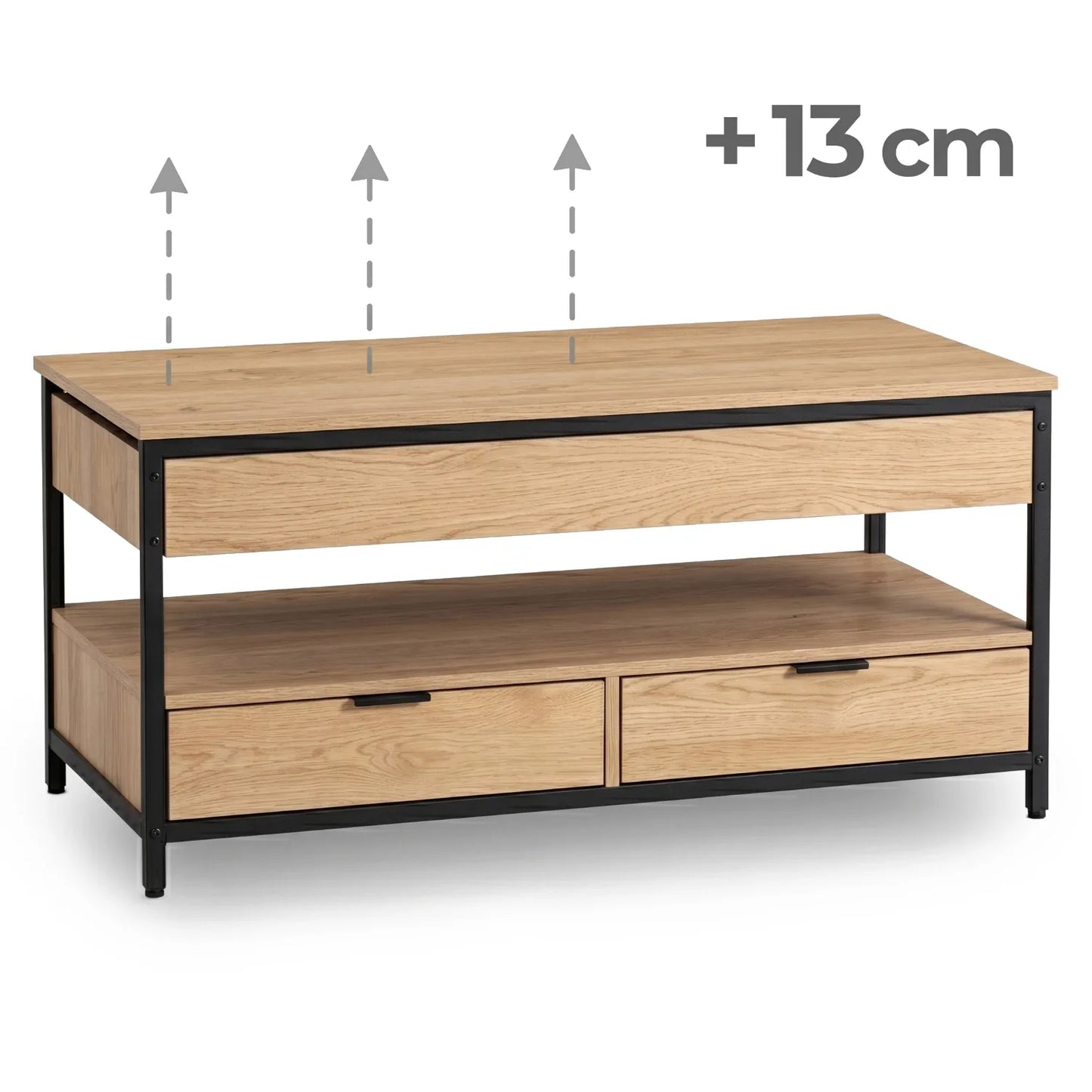 Luca höhenverstellbarer Couchtisch 100 cm – Eiche/Schwarz