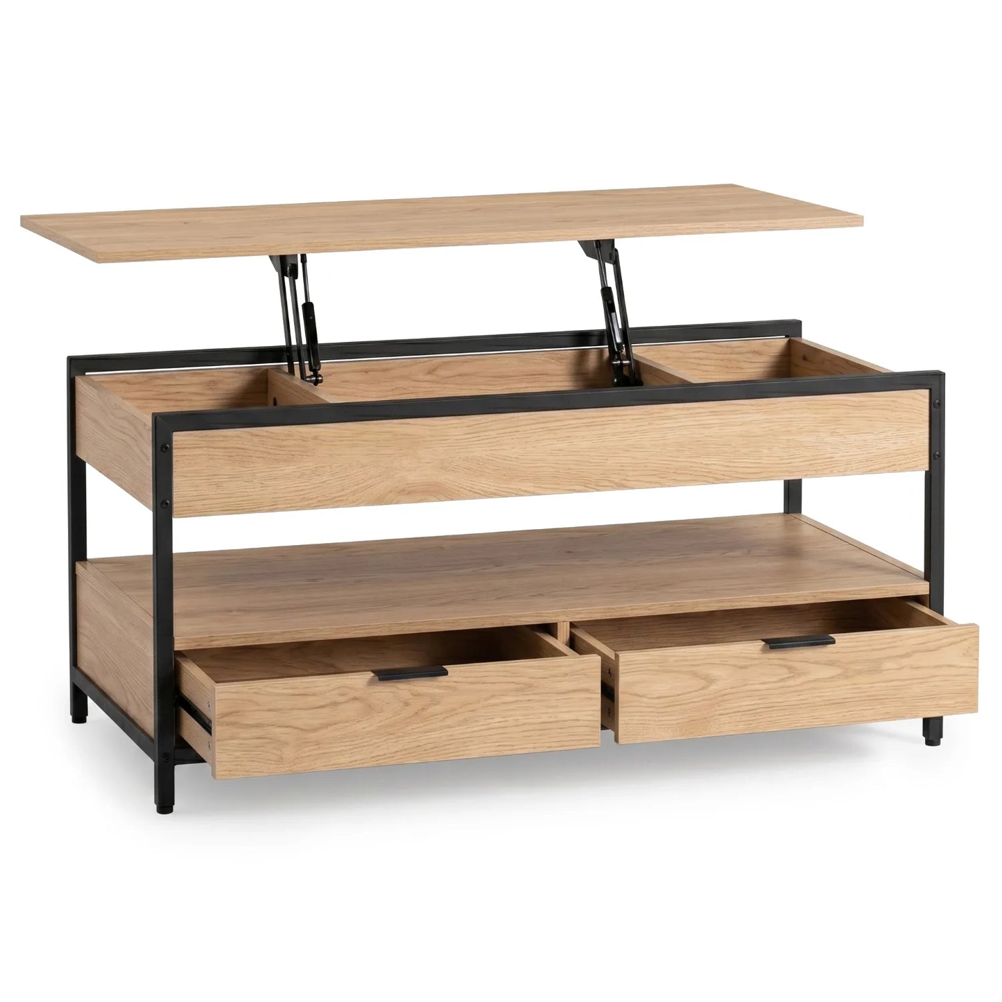 Luca höhenverstellbarer Couchtisch 100 cm – Eiche/Schwarz