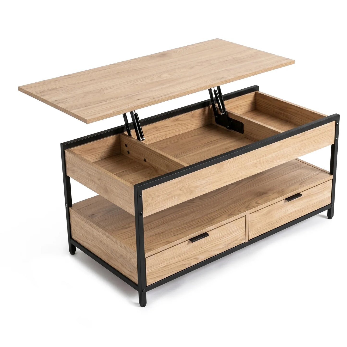 Luca höhenverstellbarer Couchtisch 100 cm – Eiche/Schwarz