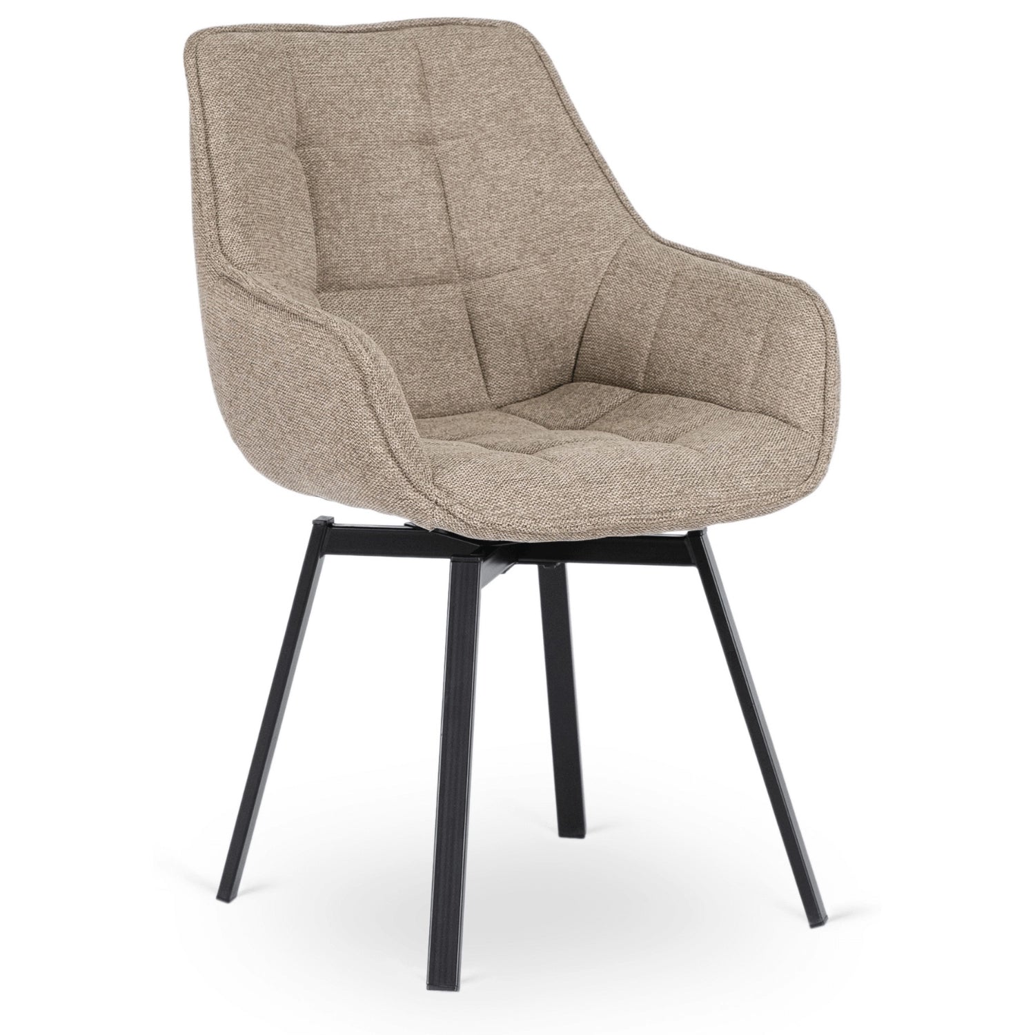 Esszimmerstuhl Luna 2 Beige mit schwarzem Metallgestell