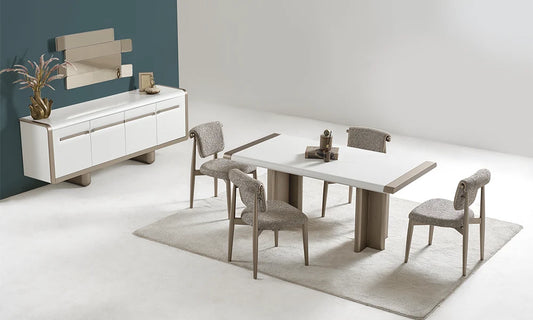 Esszimmer-Set Marlena, 9-teilig: Tisch, 6 Stühle, Konsole und Spiegel