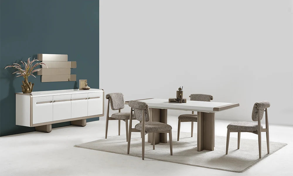 Esszimmer-Set Marlena, 9-teilig: Tisch, 6 Stühle, Konsole und Spiegel
