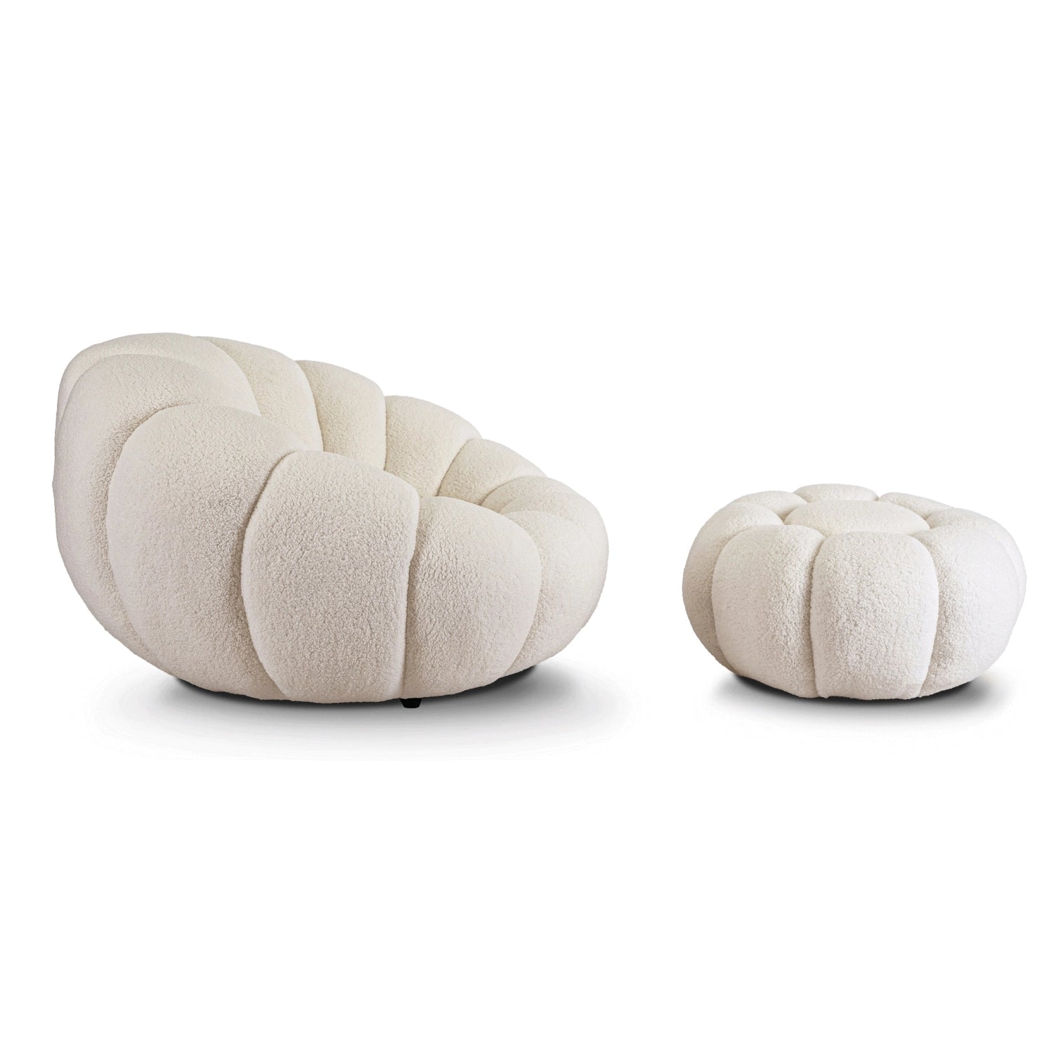 Maße des Drehsessels Nuvira in Creme: 100 cm Durchmesser und 63 cm Höhe