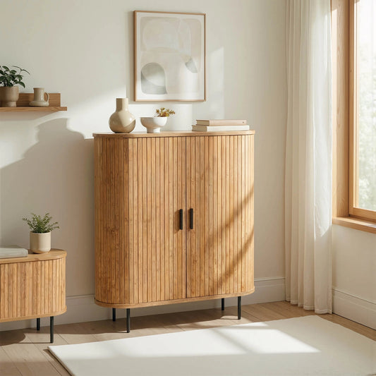 Marsely Trish Highboard 100 cm in einem hellen modernen Wohnraum