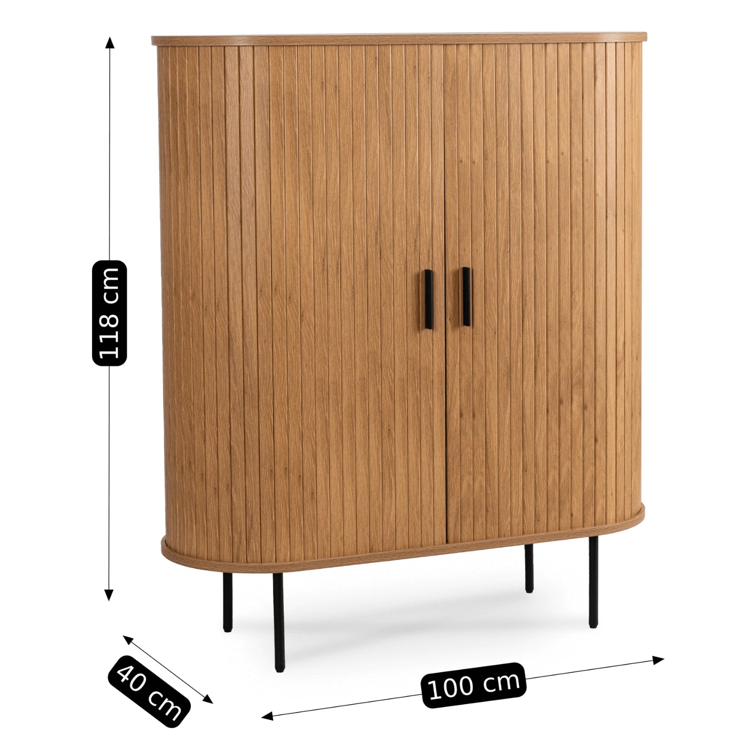 Maße des Marsely Trish Highboards: 100 cm breit, 40 cm tief und 118 cm hoch
