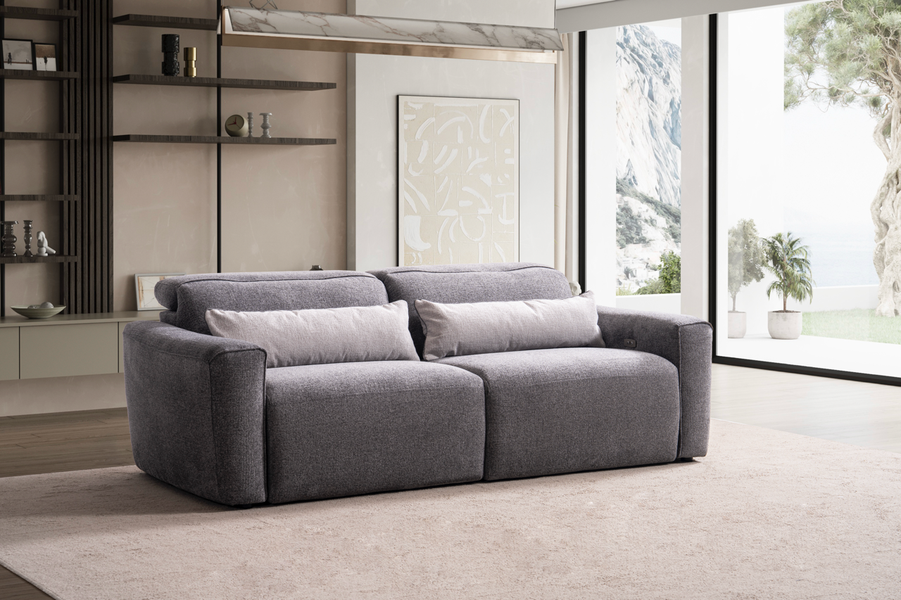 Relax-Sofa Valero in Grau mit motorisierter Verstellung
