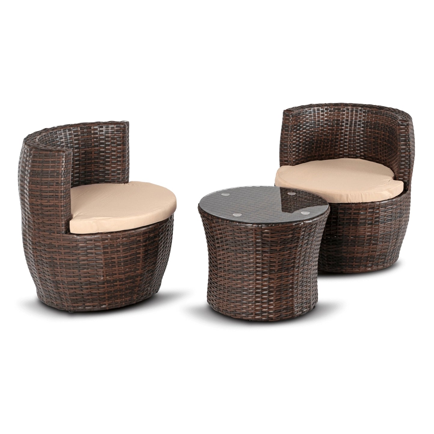Nerano Gartenmöbel-Set mit zwei Sesseln und Beistelltisch im Garten