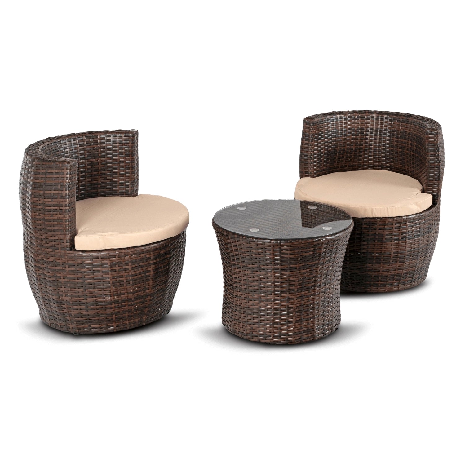 Nerano Gartenmöbel-Set mit zwei Sesseln und Beistelltisch im Garten