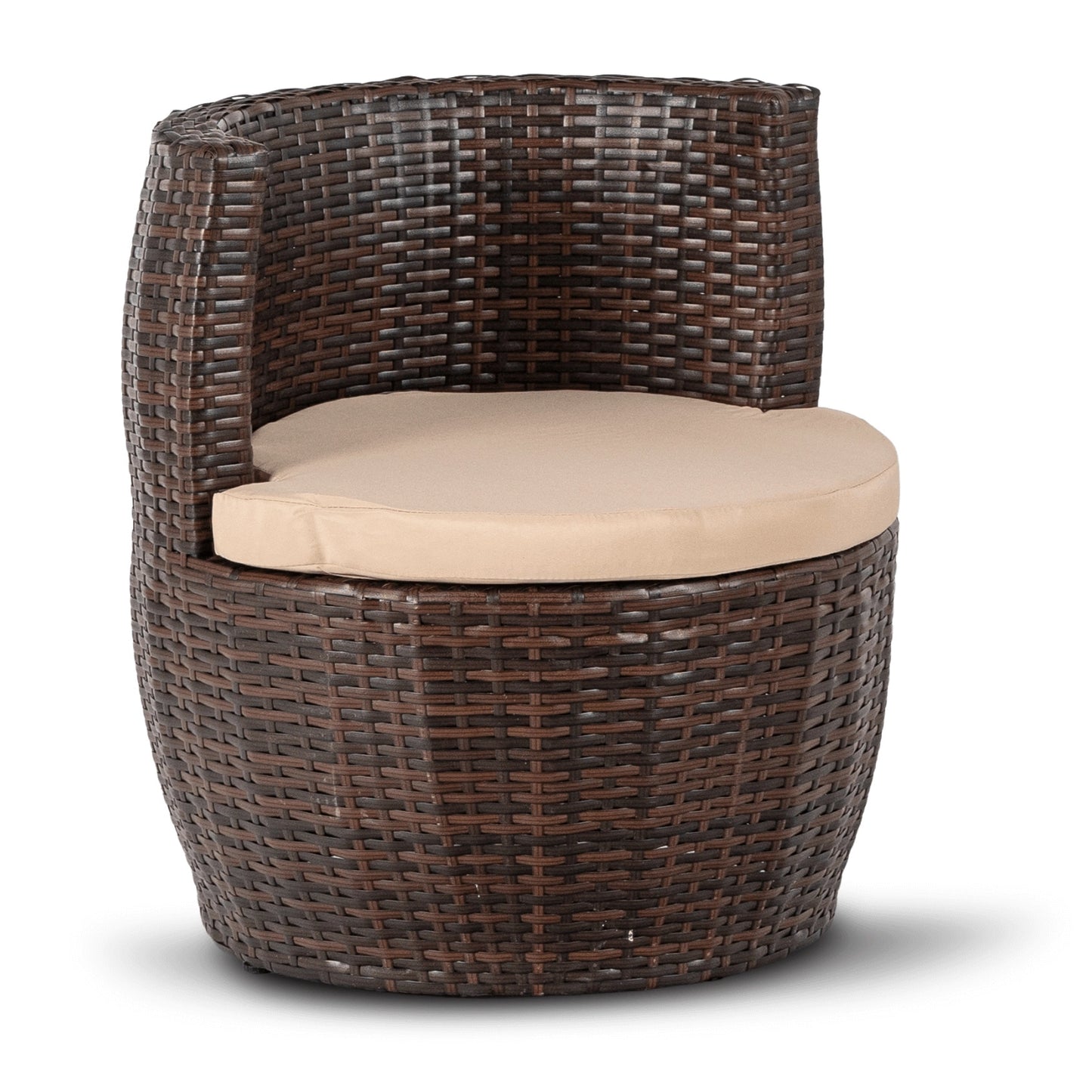Nerano Polyrattan Gartenmöbel-Set mit zwei Sesseln und rundem Glastisch