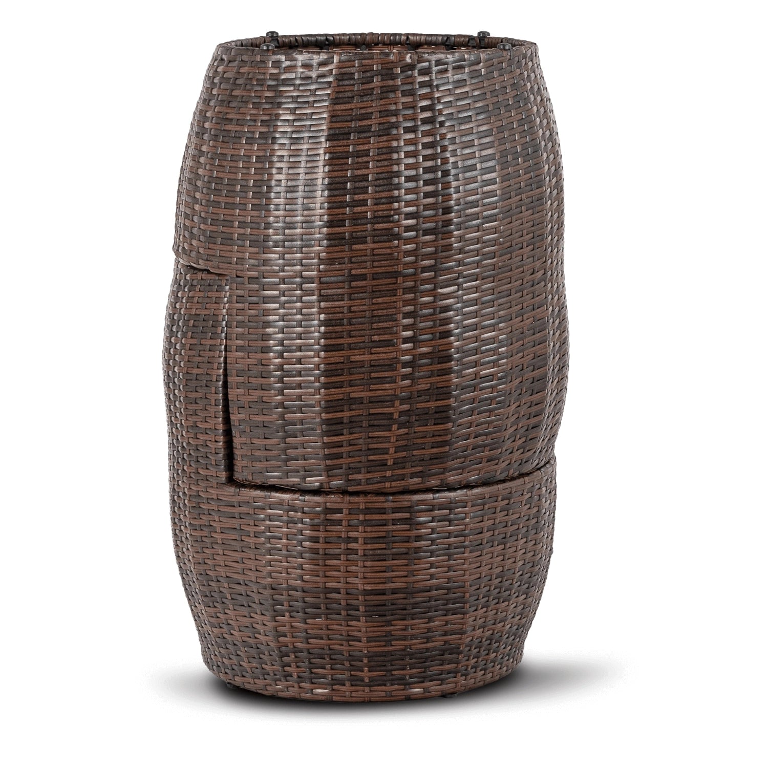 Nerano runder Polyrattan Gartentisch mit Glasplatte in Dunkelbraun