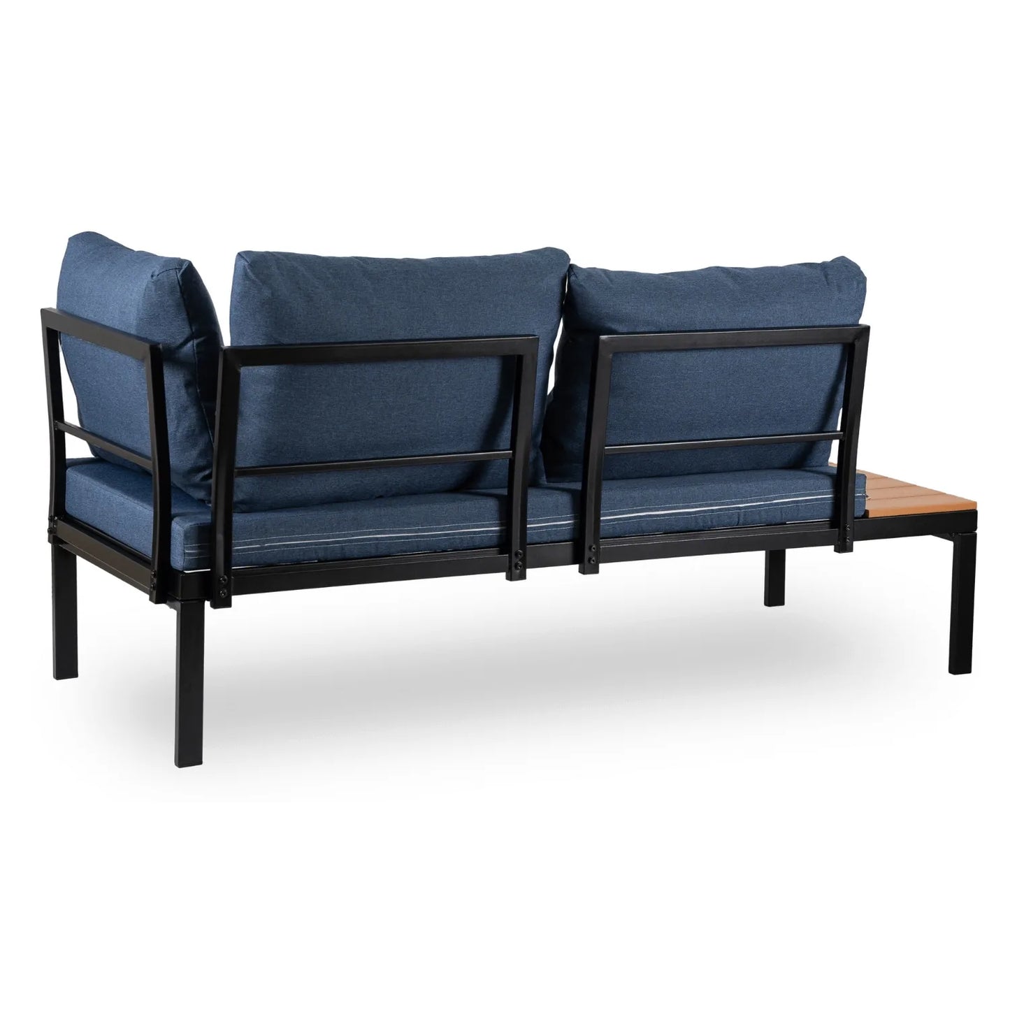 Norman Garten-Lounge-Set mit Ecksofa und Tisch – Blau & Schwarz