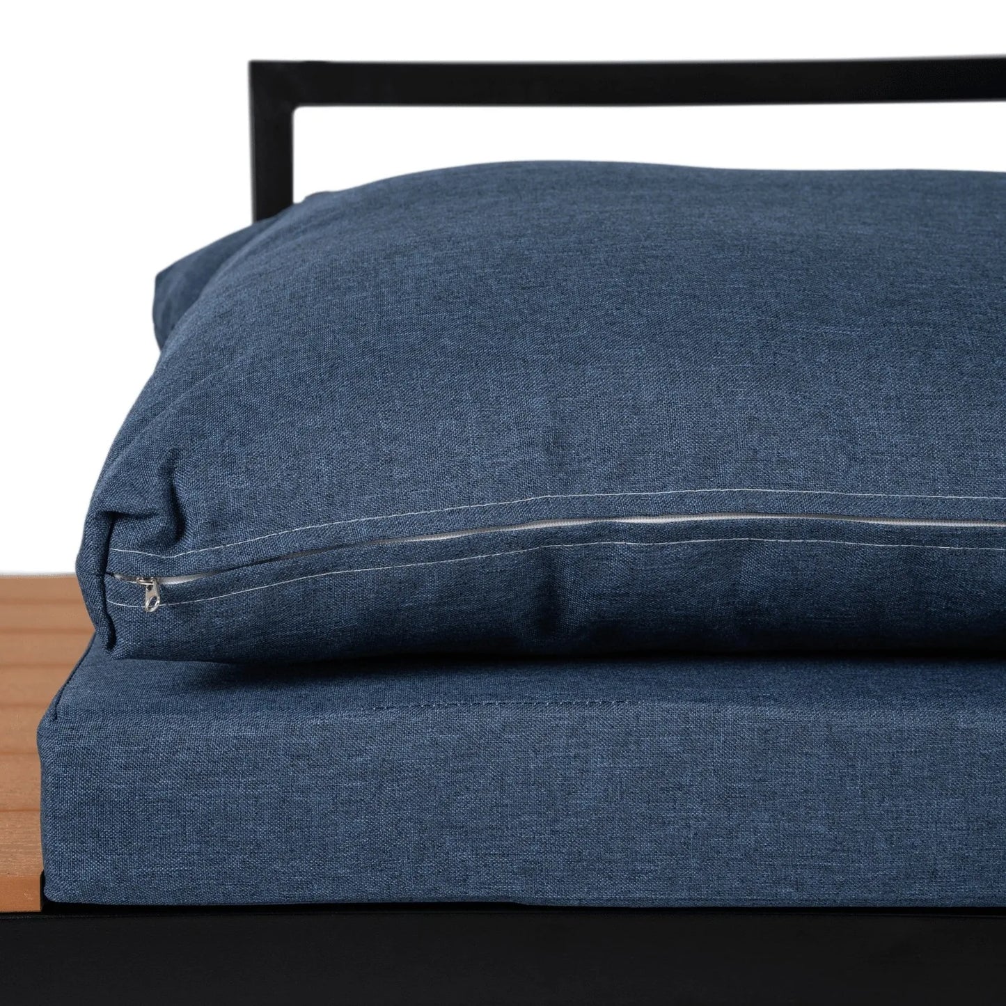 Norman Garten-Lounge-Set mit Ecksofa und Tisch – Blau & Schwarz