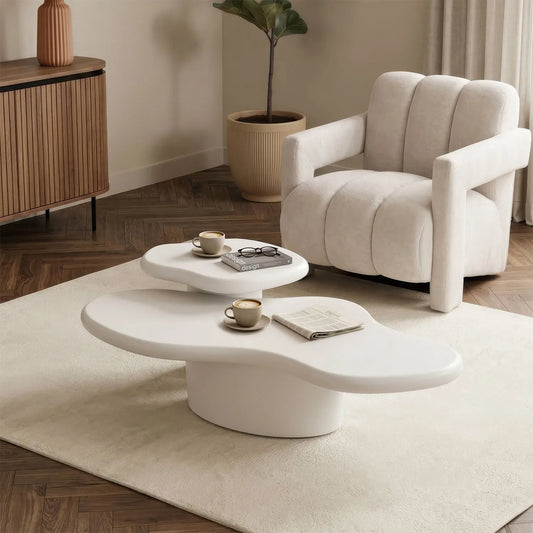 Rosalie 2er Couchtisch-Set Weiß – Organische Form