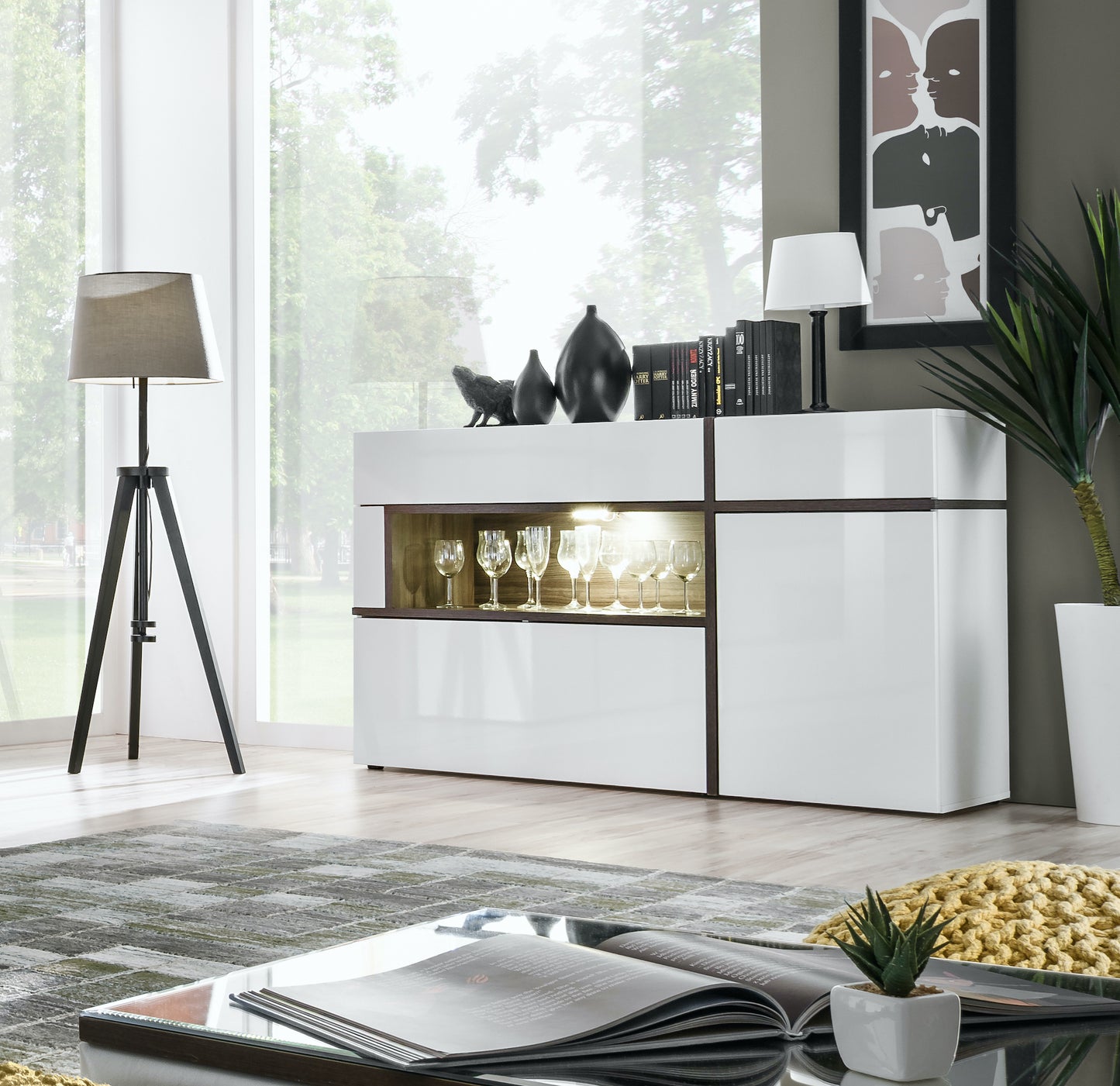 Sideboard Candoro Weiß Hochglanz