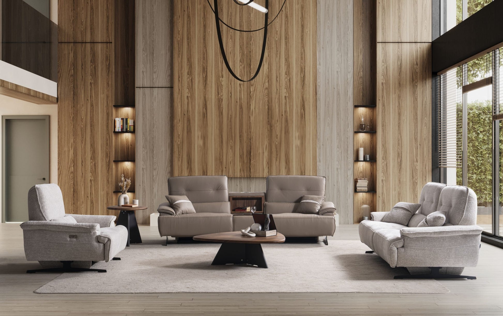 Sofa-Set Imperio Ambiente Leder Holz