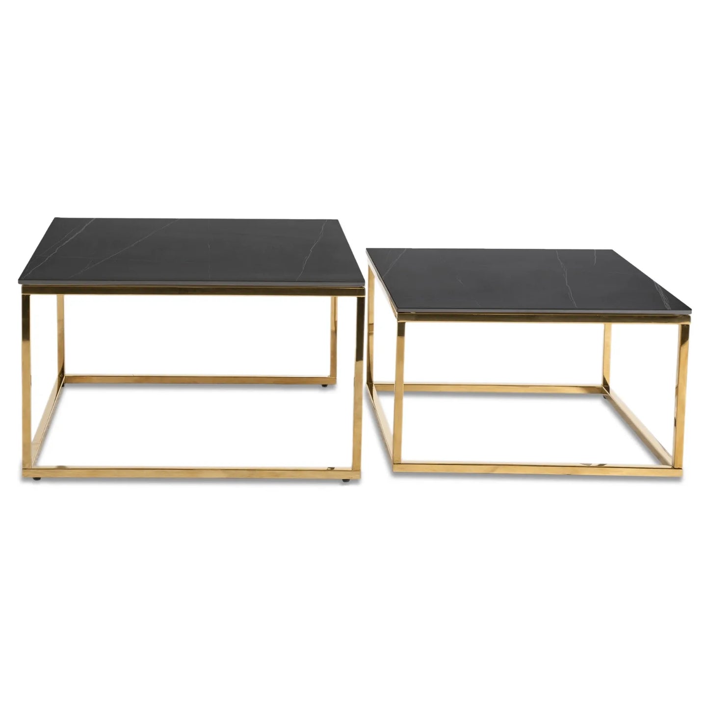 Tenor 2er Couchtisch-Set aus Keramik – Schwarz & Gold