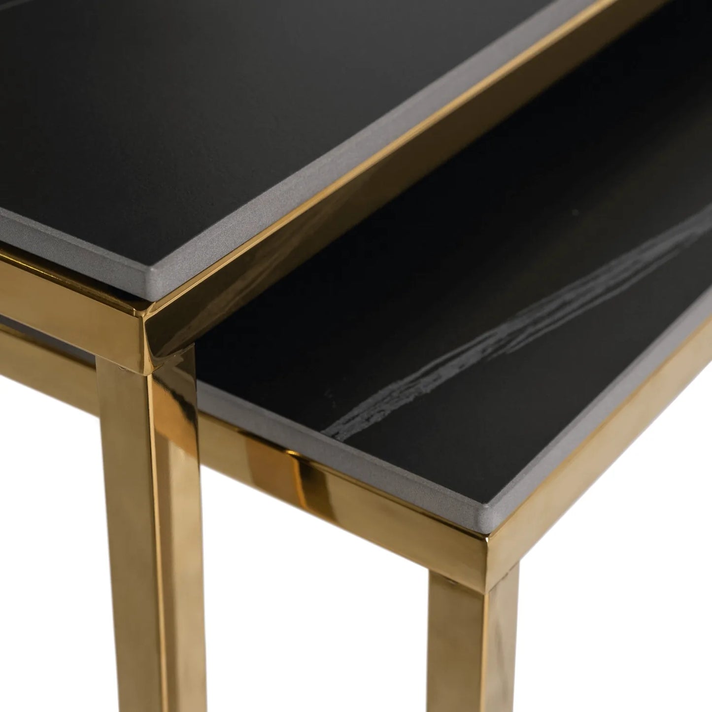 Tenor 2er Couchtisch-Set aus Keramik – Schwarz & Gold