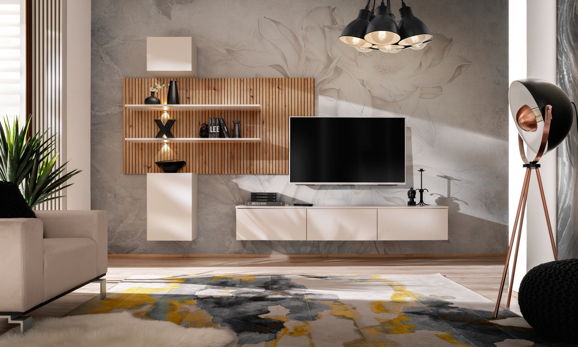 Wohnwand Torvella Cashmere Eiche Artisan